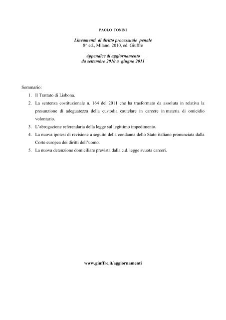 Lineamenti di diritto processuale penale 8^ ed., Milano ... - Giuffre