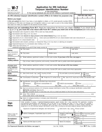 Form W-7 (Rev. March 2009) - Internal Revenue Service
