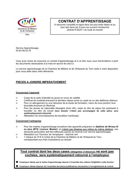 CONTRAT D'APPRENTISSAGE - Chambre de mÃ©tiers et de l ...