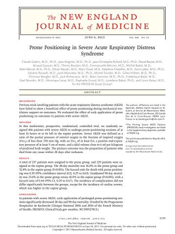 Prone Positioning in Severe Acute Respiratory Distress Syndrome