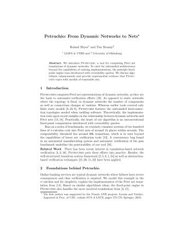 Petruchio: From Dynamic Networks to Nets* - Concurrency Theory ...