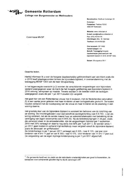 11GR2284 Brief van B en W met informatie over de hoogste ...