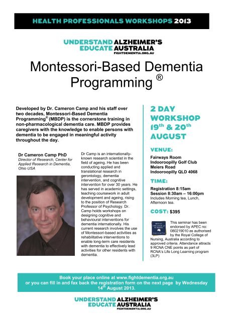 Montessori-based dementia programming - Alzheimer's Australia