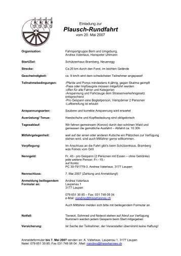 Fahrer Einladung - Fahrsportgruppe Bern
