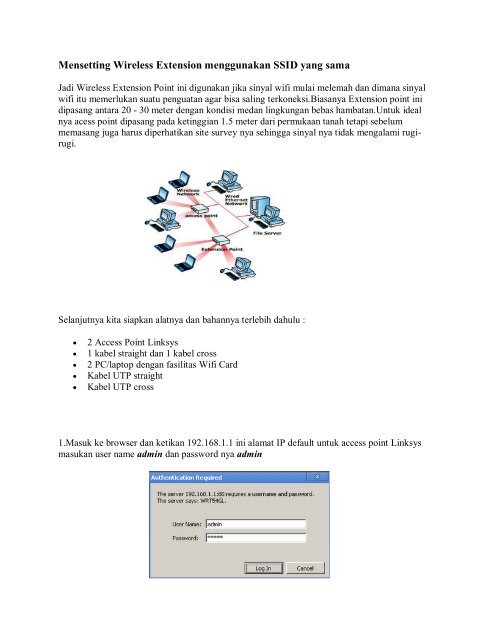 Mensetting Wireless Extension menggunakan SSID yang sama