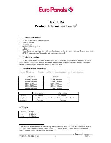 TEXTURA Product Information Leaflet