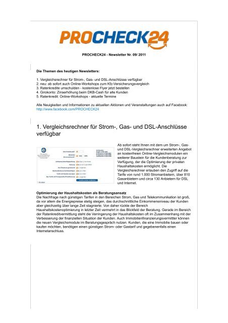 Vergleichsrechner für Strom-, Gas-  und DSL ... - procheck24.de