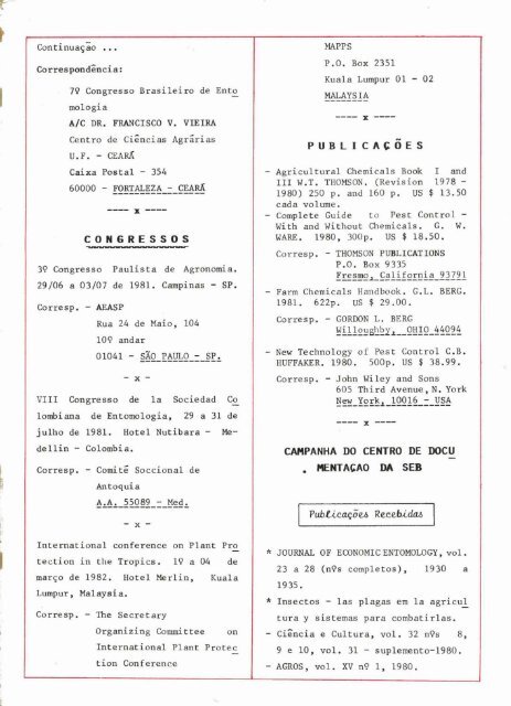 X - Sociedade EntomolÃ³gica do Brasil