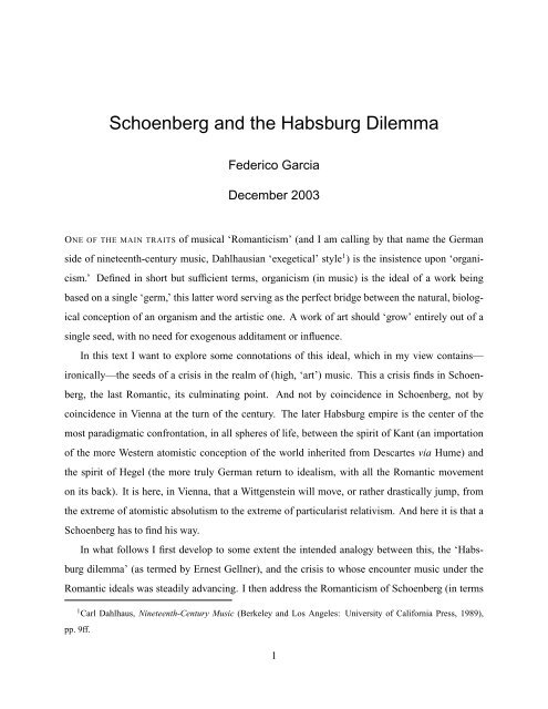 Schoenberg and the Habsburg Dilemma - Federico Garcia