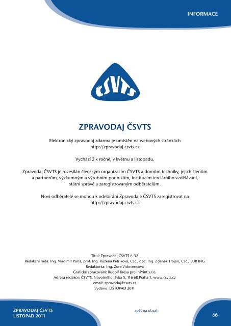 2 / 2011 - zpravodaj čsvts - Český svaz vědeckotechnických ...