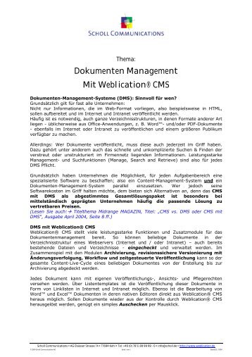 Dokumenten Management Mit Weblication® CMS - Progressive Media