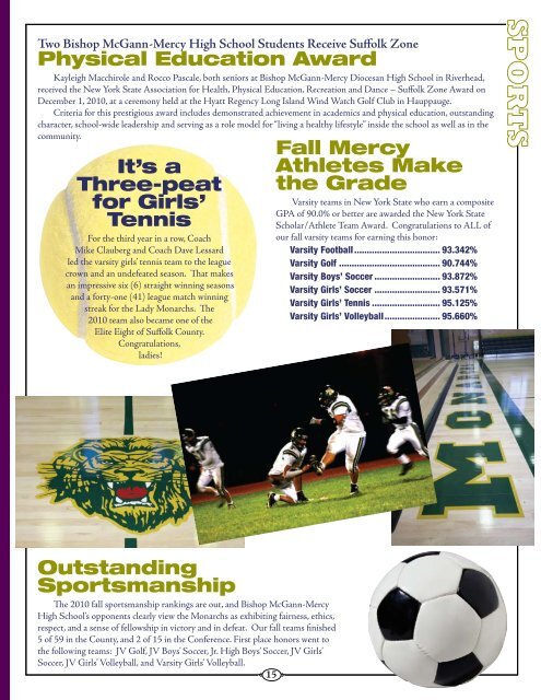 winter 2011 newsletter - McGann-Mercy High School