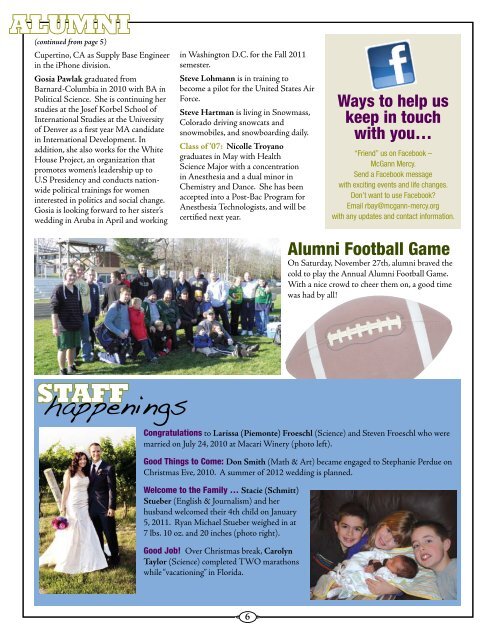 winter 2011 newsletter - McGann-Mercy High School