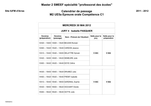 Master 2 SMEEF spÃ©cialitÃ© "professorat des Ã©coles ... - IUFM