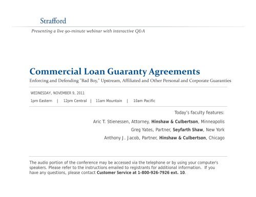 Commercial Loan Guaranty Agreements - Strafford