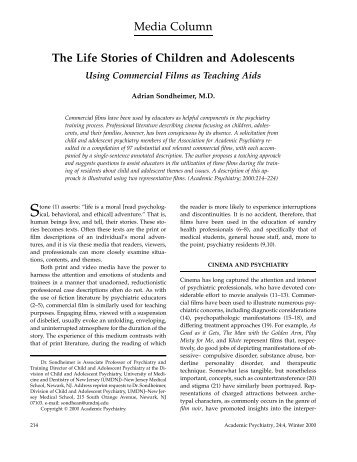 The Life Stories of Children and Adolescents - PsychiatryOnline