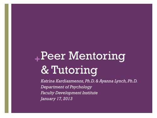 Peer Mentoring & Tutoring - Bowie State University