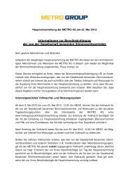 Vollmacht und Weisungen an die von der - bei METRO AG