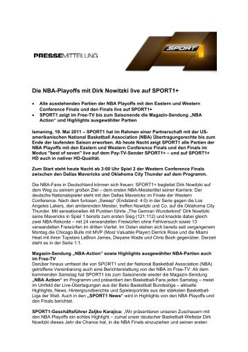 Die Nba-Playoffs mit Dirk Nowitzki live auf SPORT1+