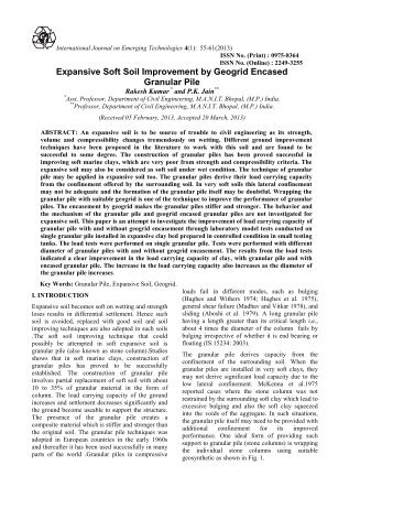 Expansive Soft Soil Improvement by Geogrid Encased Granular Pile