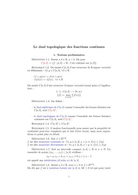 Identification du dual topologique de C[a, b] Louis ... - CQFD - EPFL