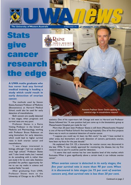 27 Mar: Vol 25, #2 - UWA News staff magazine - The University of ...