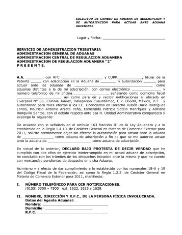 Lugar y Fecha: SERVICIO DE ADMINISTRACION TRIBUTARIA ...