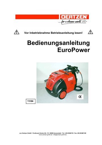 Bedienungsanleitung EuroPower - von Oertzen GmbH