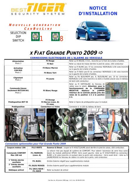 notice d'installation x fiat grande punto 2009 - Davicom Electronics