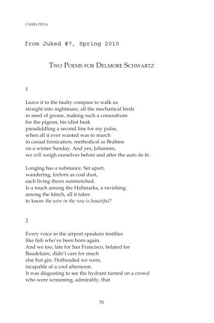 Two Poems for Delmore Schwartz - Juked