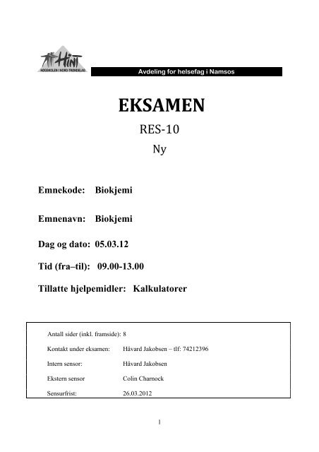 EKSAMEN - Høgskolen i Nord-Trøndelag