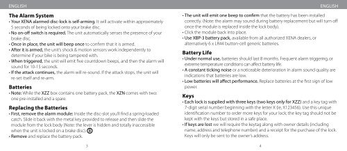 USER MANUAL for XZN, XZZ Series Alarmed Disc-Locks www ...