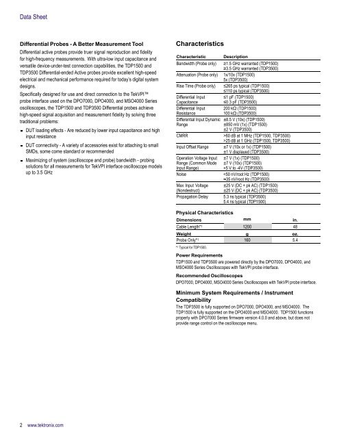 Differential Probes - TDP1500, TDP3500 - Mr Test Equipment