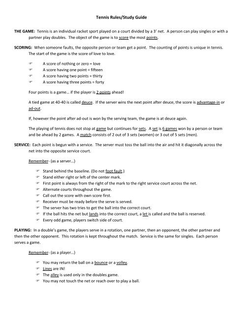 Tennis Scoring: Points, Sets & Games, Tennis Rules