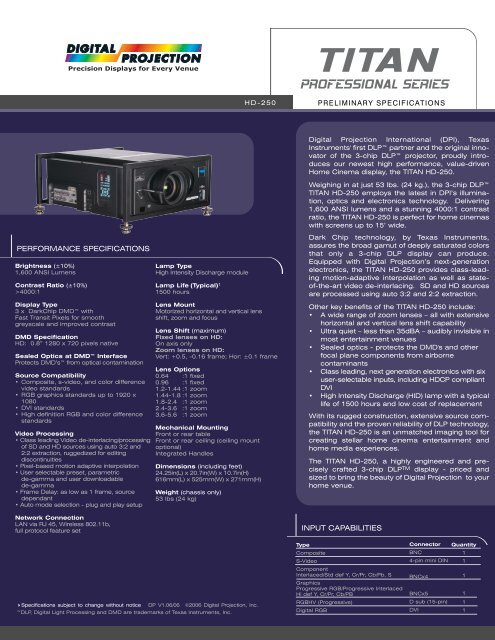 Product Sheet - Projector Central