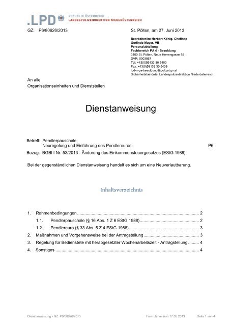 Dienstanweisung - FSG Polizei NÖ