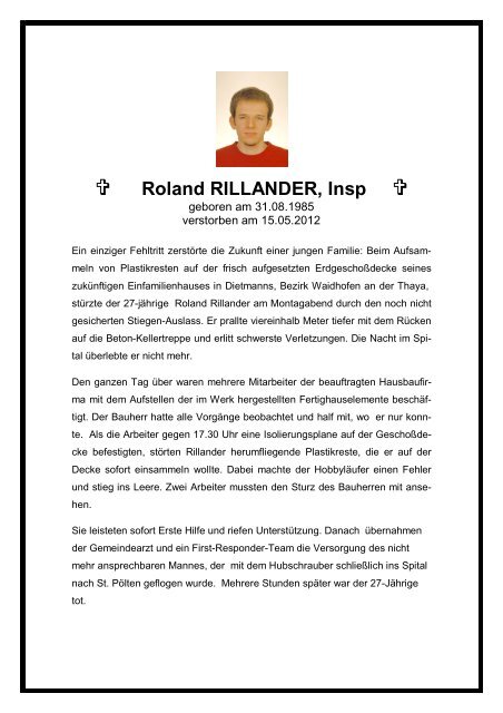 Roland RILLANDER, Insp - FSG Polizei NÖ