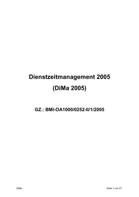 Dienstzeitmanagement 2005 (DiMa 2005) - FSG Polizei NÖ