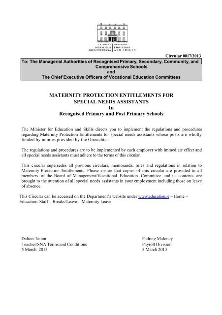 Maternity Protection Entitlements For Special Needs Circulars
