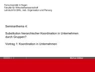 1. Arbeitsteilung und Koordination - FernUniversitÃ¤t in Hagen