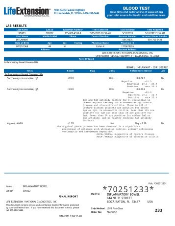 Sample Report - Life Extension