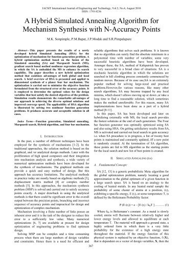 A Hybrid Simulated Annealing Algorithm for Mechanism ... - IJET