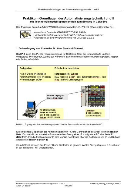 Praktikum Grundlagen der Automatisierungstechnik I und II