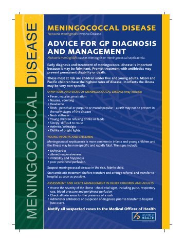 meningococcal disease advice for gp diagnosis and management