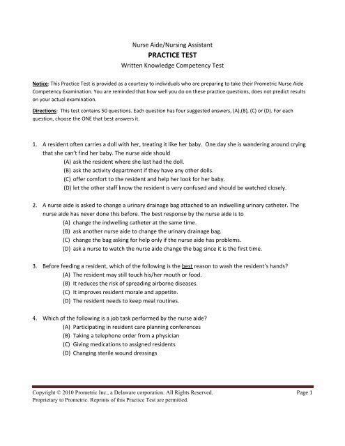 CNA Practice Exam Prepare For Your Certified Nursing Assistant Test