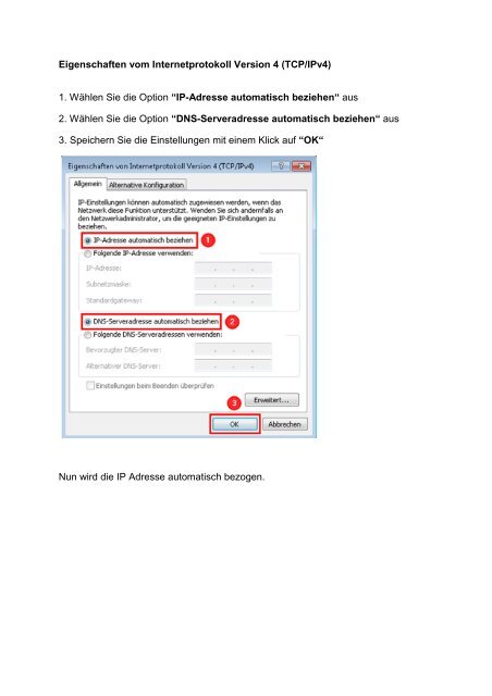 TCP/IP Konfiguration unter Windows 7 Diese Anleitung hilft ... - UPC