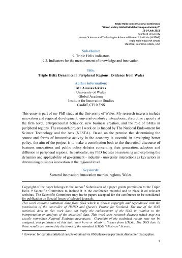 Triple Helix Metrics