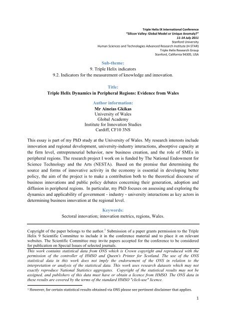 Triple Helix Metrics