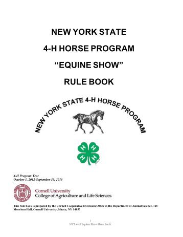 new york state 4-h horse program Ã¢Â€Âœequine showÃ¢Â€Â rule book
