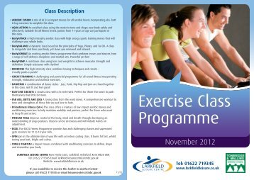 LLC Exercise Class Programme - Larkfield Leisure Centre